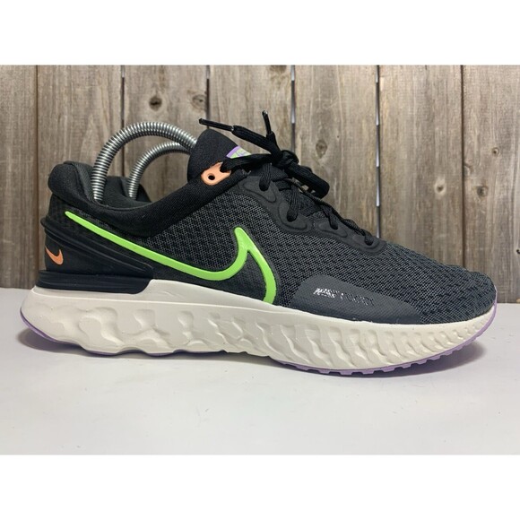 Nike React Miler 3 Anthracite Ghost Green 2022 Athletic Shoe Men's Size 7.5 - Picture 1 of 10